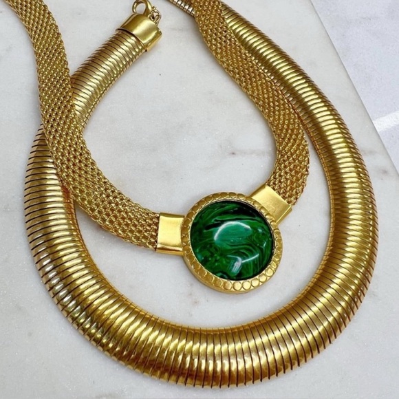 Soru x Something Navy Gold Snake Necklace - Picture 2 of 9